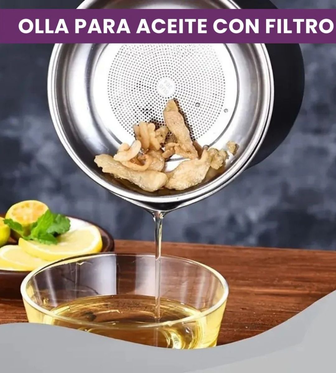 OLLA CON FILTRO PARA ACEITE