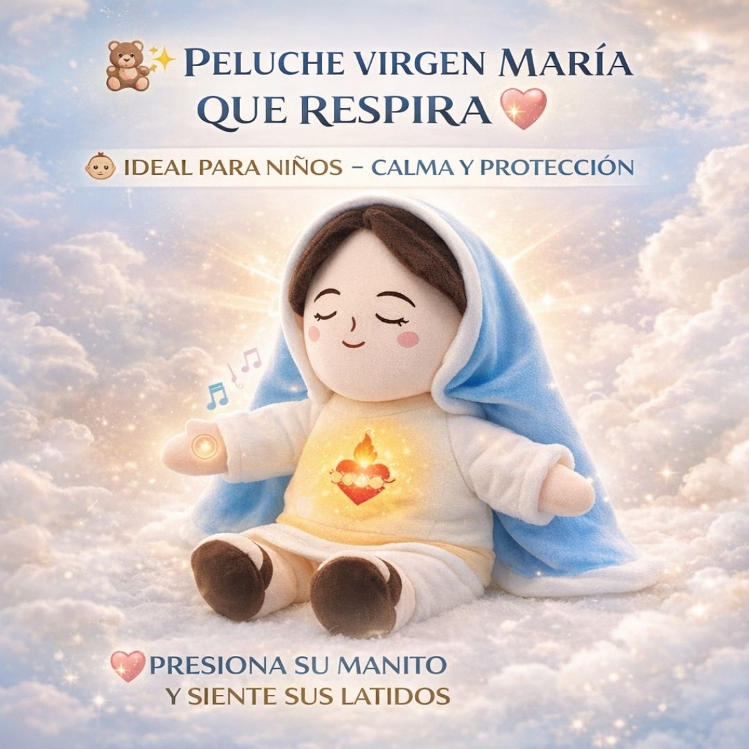 🧸✨ Peluche Virgen María 37 cm – Dulzura, Paz y Protección 💖