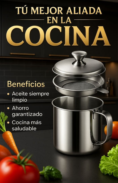 OLLA CON FILTRO PARA ACEITE