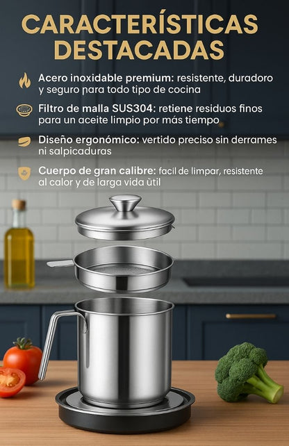 OLLA CON FILTRO PARA ACEITE