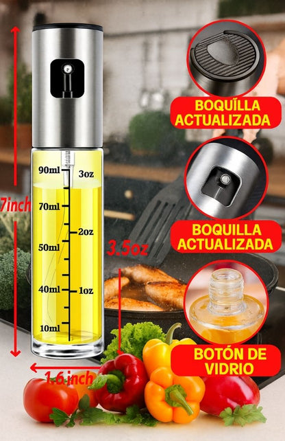 🛢️✨ DISPENSADOR DE ACEITE PREMIUM 100ML  BOTELLA DE VIDRIO CON SPRAY PERFECTA PARA TU COCINA 🌟