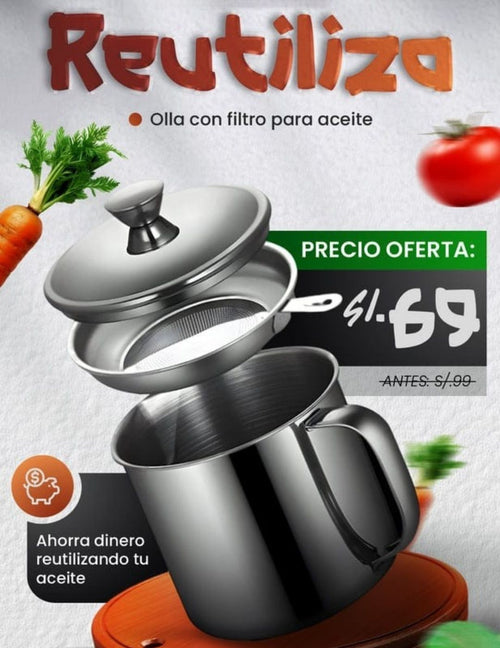 OLLA CON FILTRO PARA ACEITE