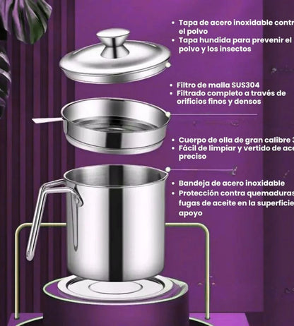 OLLA CON FILTRO PARA ACEITE