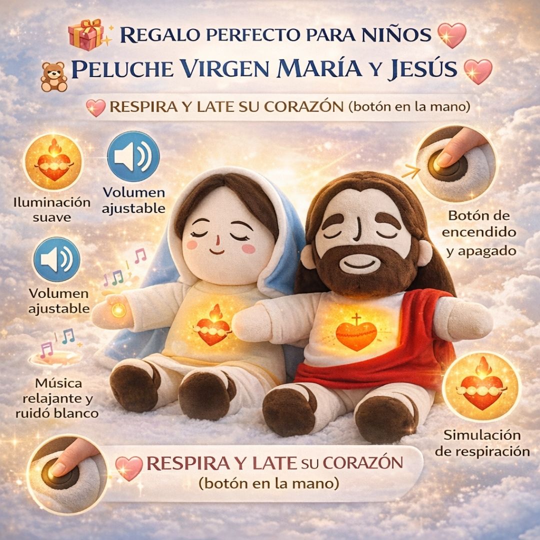 🧸✨ Peluche Virgen María 37 cm – Dulzura, Paz y Protección 💖