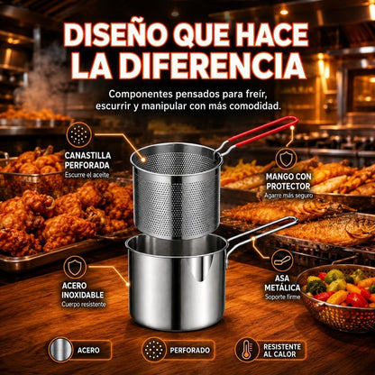 🍟 OLLA FREIDORA DE ACERO INOXIDABLE 🥘👨‍🍳