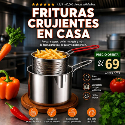 🍟 OLLA FREIDORA DE ACERO INOXIDABLE 🥘👨‍🍳