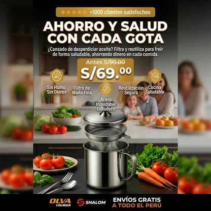 OLLA CON FILTRO PARA ACEITE